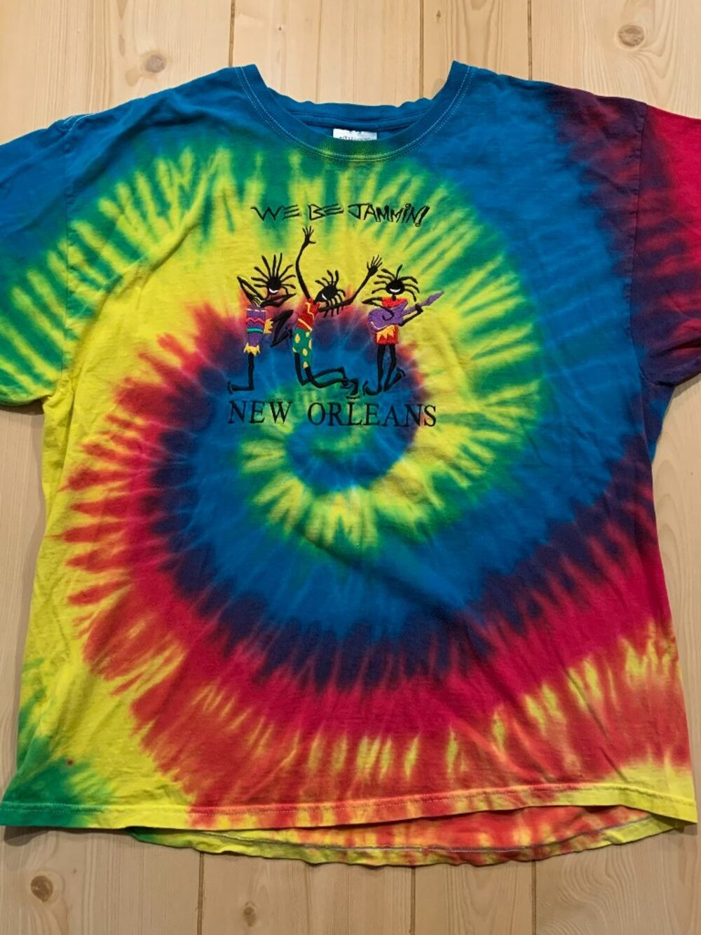 Vintage Y2K New Orleans We Be Jammin Reggae Jamaica Music Mardi Gras T-Shirt XL